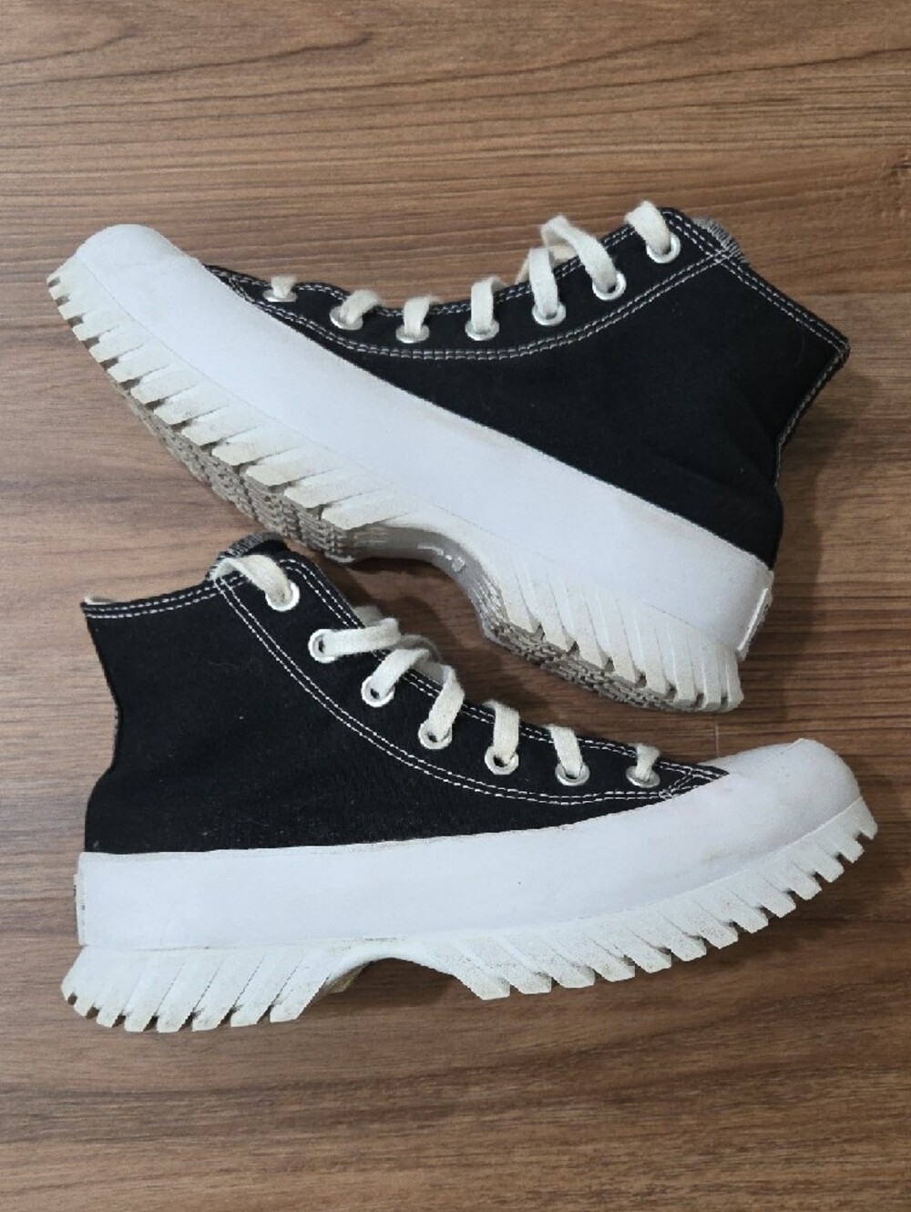 Converse Black & White Platform High-Top Sneakers - Picture 2 of 7
